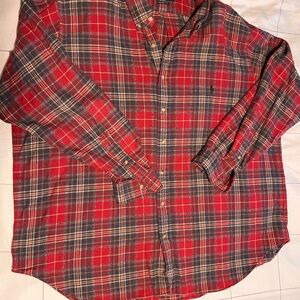 Ralph Lauren Big and Tall Red and Gray Plaid Button Down Shirt